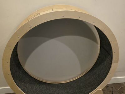 Homegroove Wooden Cat Exercise Wheel - Large Pet Treadmill with Carpeted Track