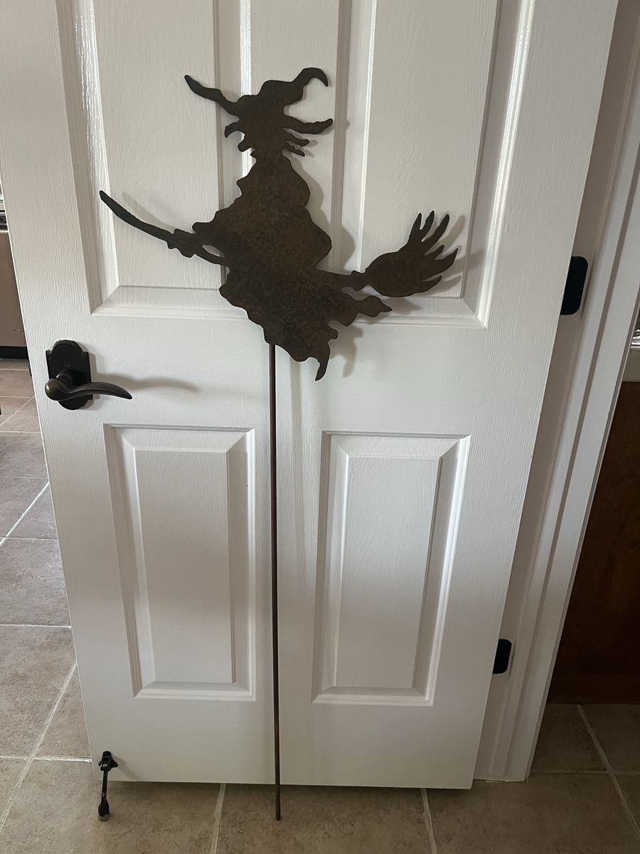 56” tall heavy metal witch flying on a broomstick