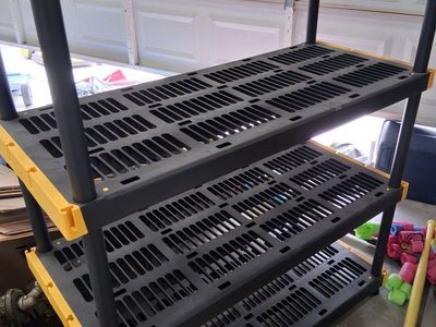 Black & Yellow 4-Tier Plastic Storage Shelving Unit - Durable, Garage Organization