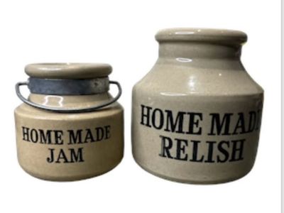 Moira Pottery Stoneware Jars Set of 2 Home Made Jam & Relish England Vintage