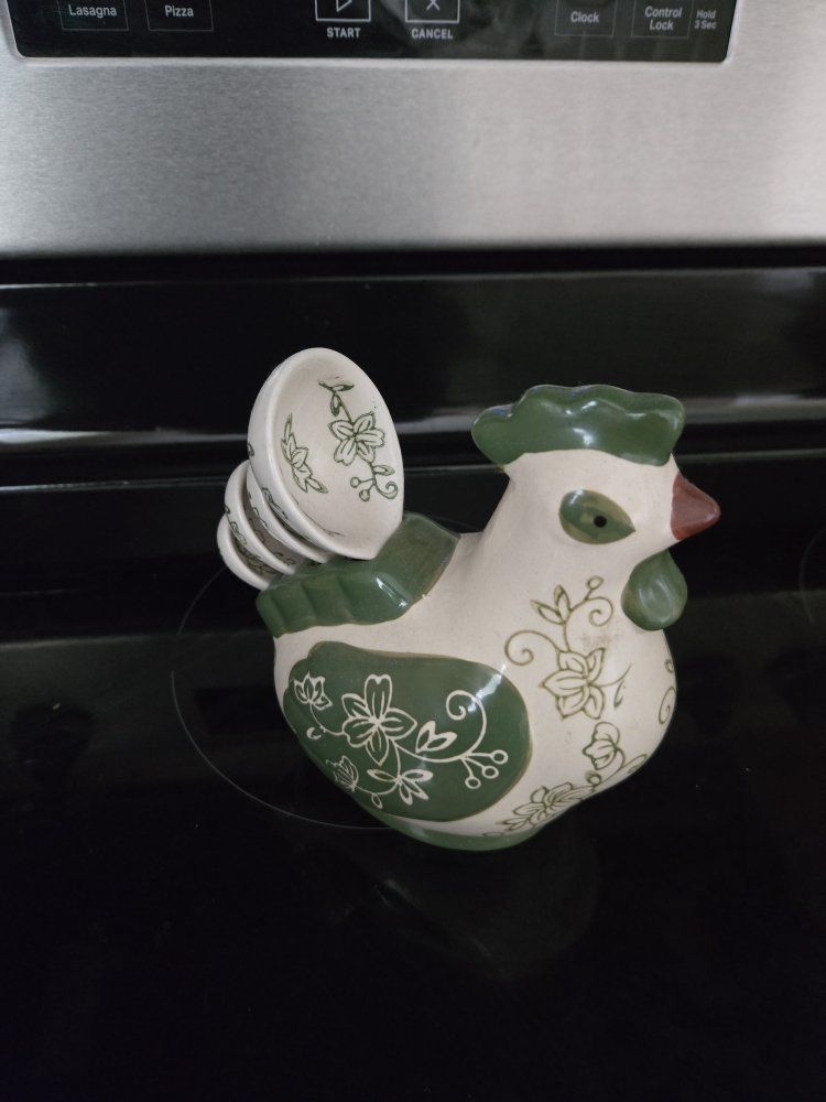 Ceramic Rooster Measuring Spoons and Holder