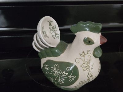 Ceramic Rooster Measuring Spoons and Holder