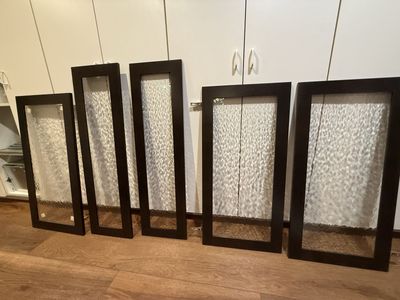 NEW Maple glass cabinet doors, floating shelves, drawers, multiple additional boards/trim
