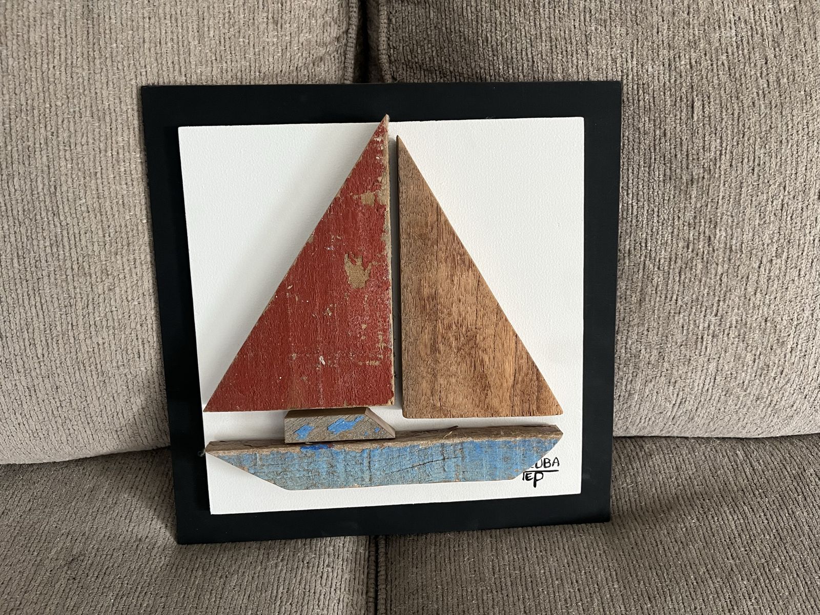 12” X 12” Handmade Wooden Sailboat Wall Art Decor
