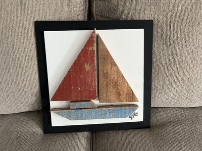 12” X 12” Handmade Wooden Sailboat Wall Art Decor