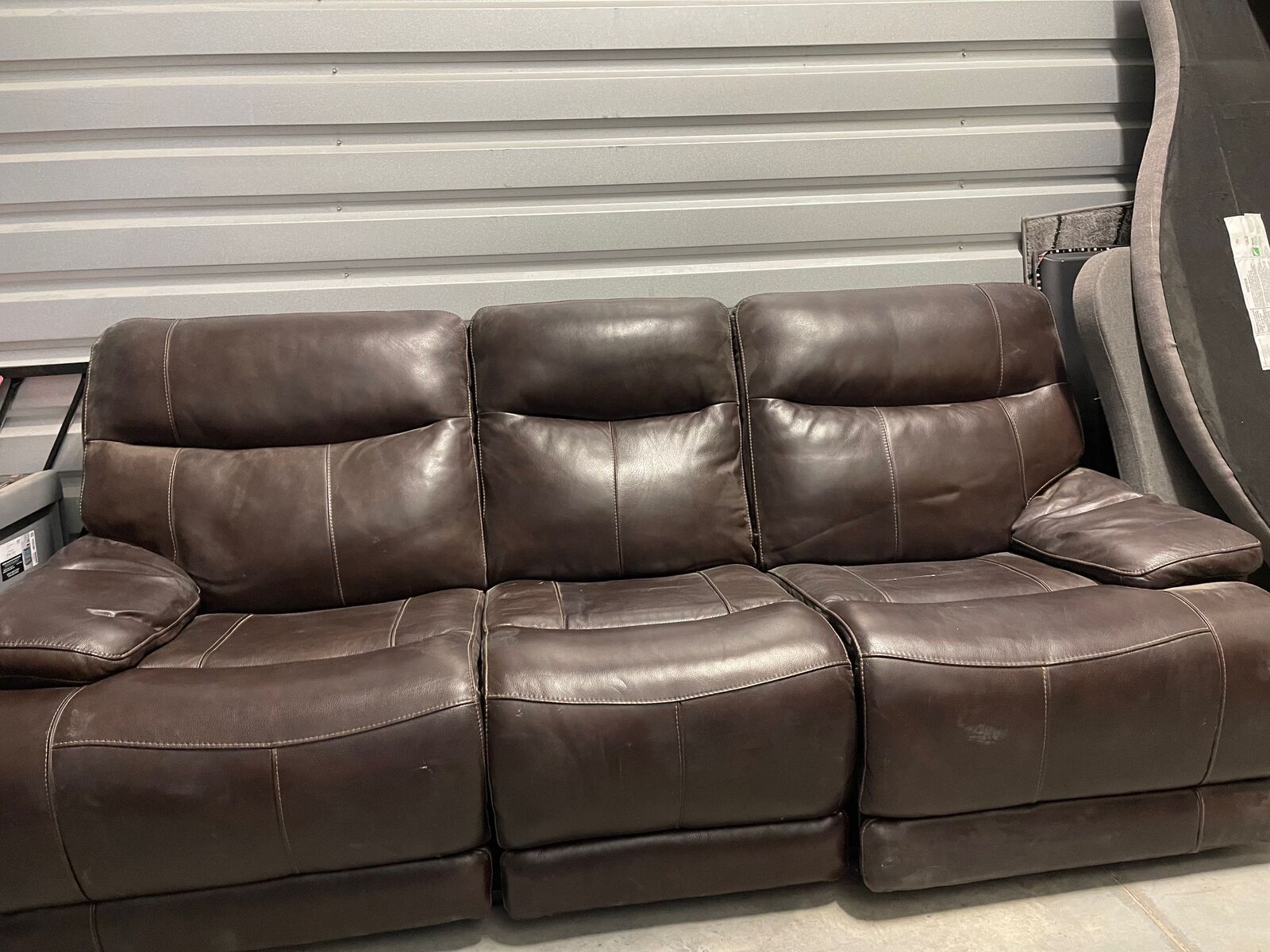 Real Leather Couch with Dual Electric Recliners