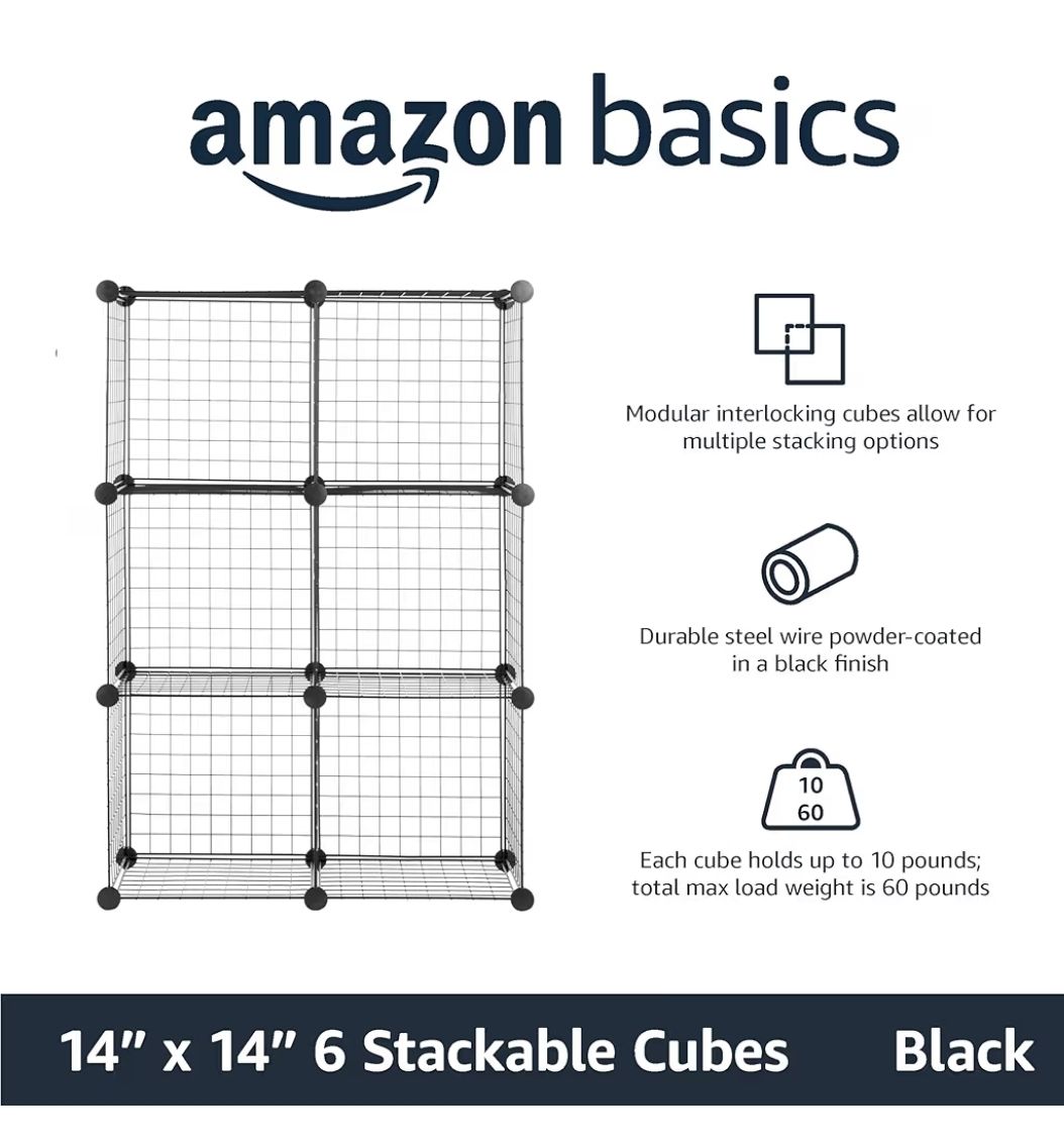 Two 6 cube bookshelves, closet organization and more