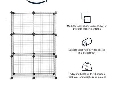 Two 6 cube bookshelves, closet organization and more