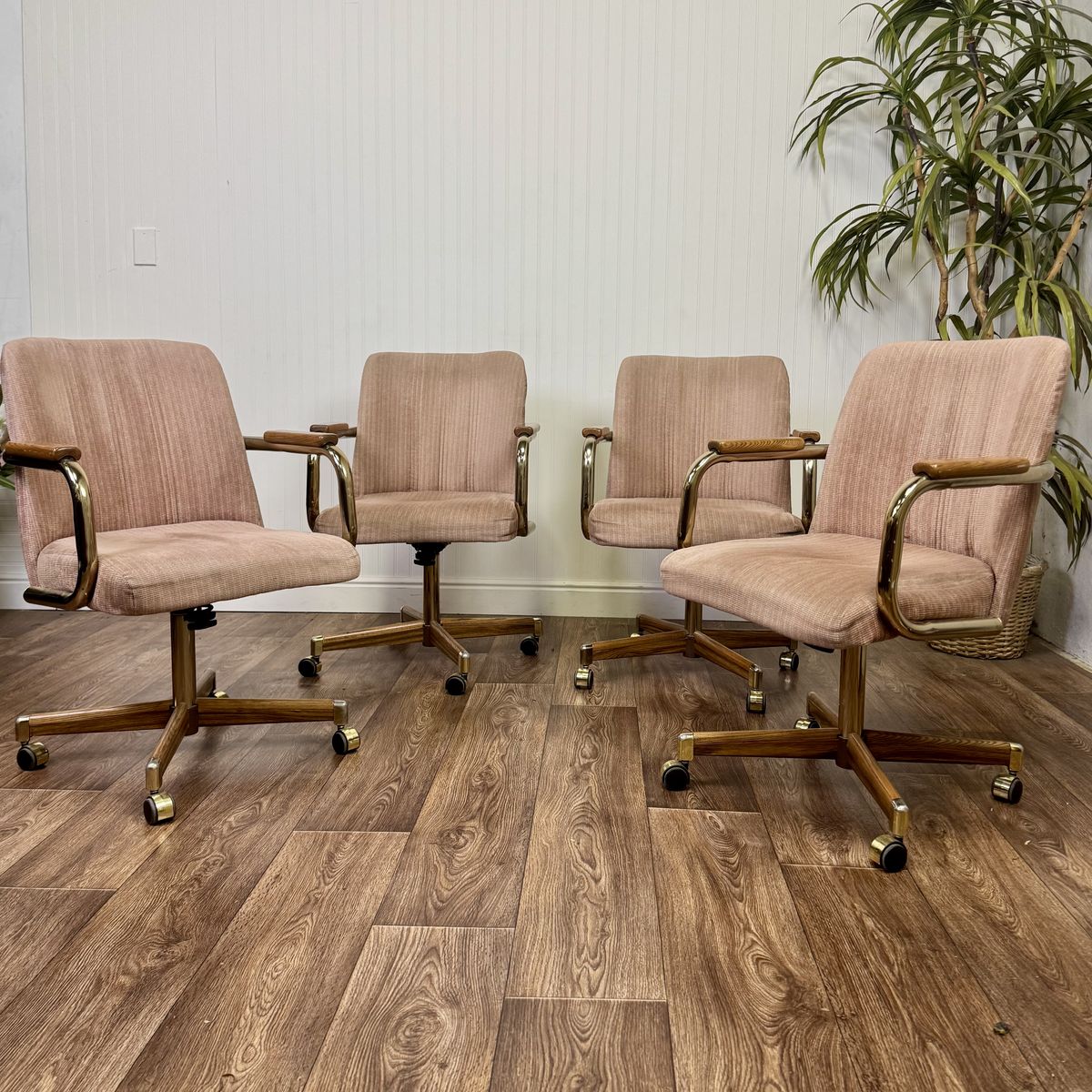 Vintage Hollywood Regency Style Rolling Armchairs