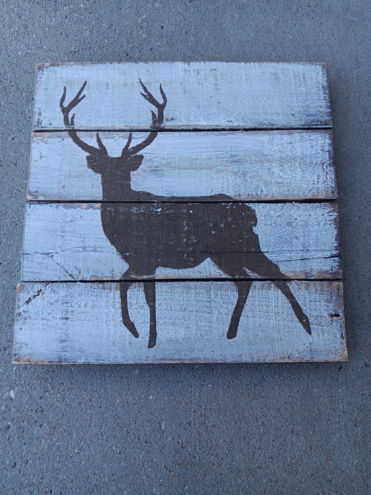 Handcrafted Reclaimed Wood Pallet Deer Silhouette Sign - Rustic Home Decor Wall Art