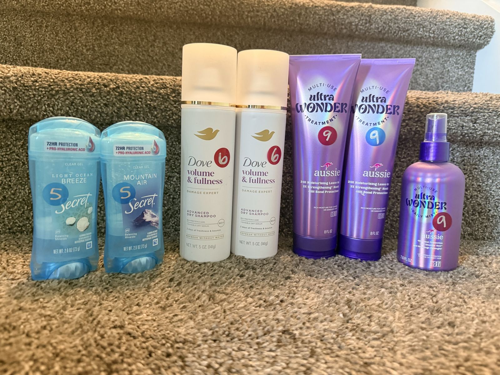Hair & Body Care: Secret, Dove, Aussie - Deodorant, Dry Shampoo, Treatment, Mist