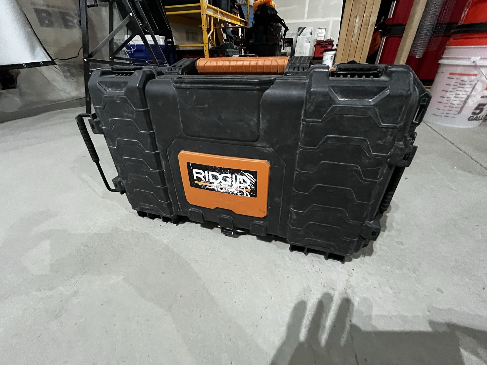 RIDGID Pro Gear Tool Box Organizer System Stackable Storage Case, Black/Orange, Used