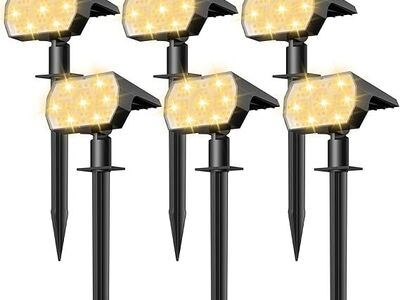NYMPHY 6-Pack Solar Spot Lights, 56 LED, 3 Modes, Waterproof IP68, Outdoor, Warm White