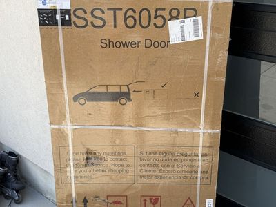 Brand New 60” Sliding Shower Door – Black Frame – 1/4” Glass – Never Opened