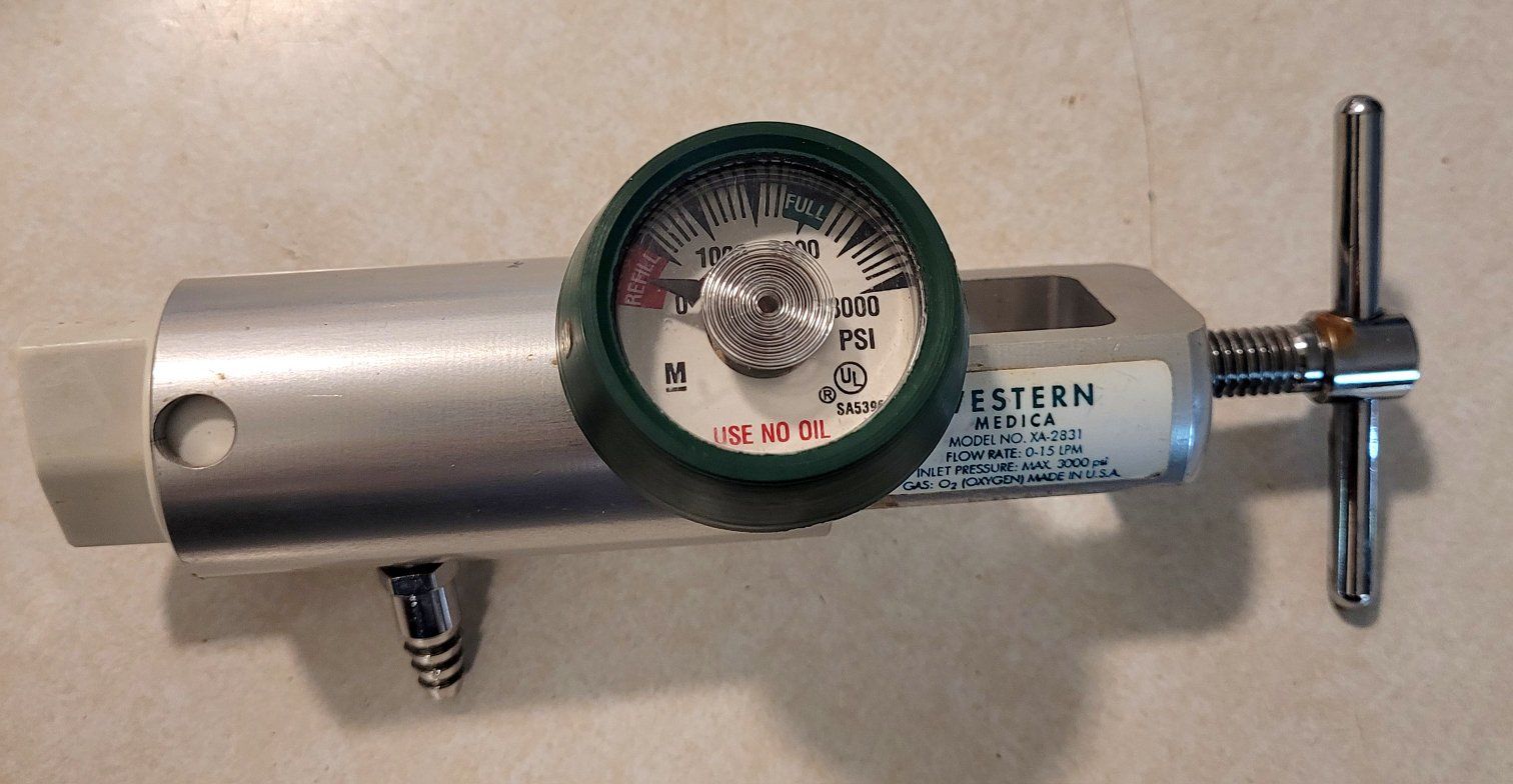 Western Medica XA-2831 Oxygen Regulator - 0-15 LPM Flow, Max 3000 PSI, Made in USA