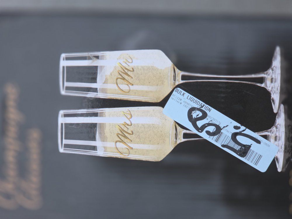 Mr. & Mrs. Gold Script Wedding Champagne Flutes - 2-Piece Set