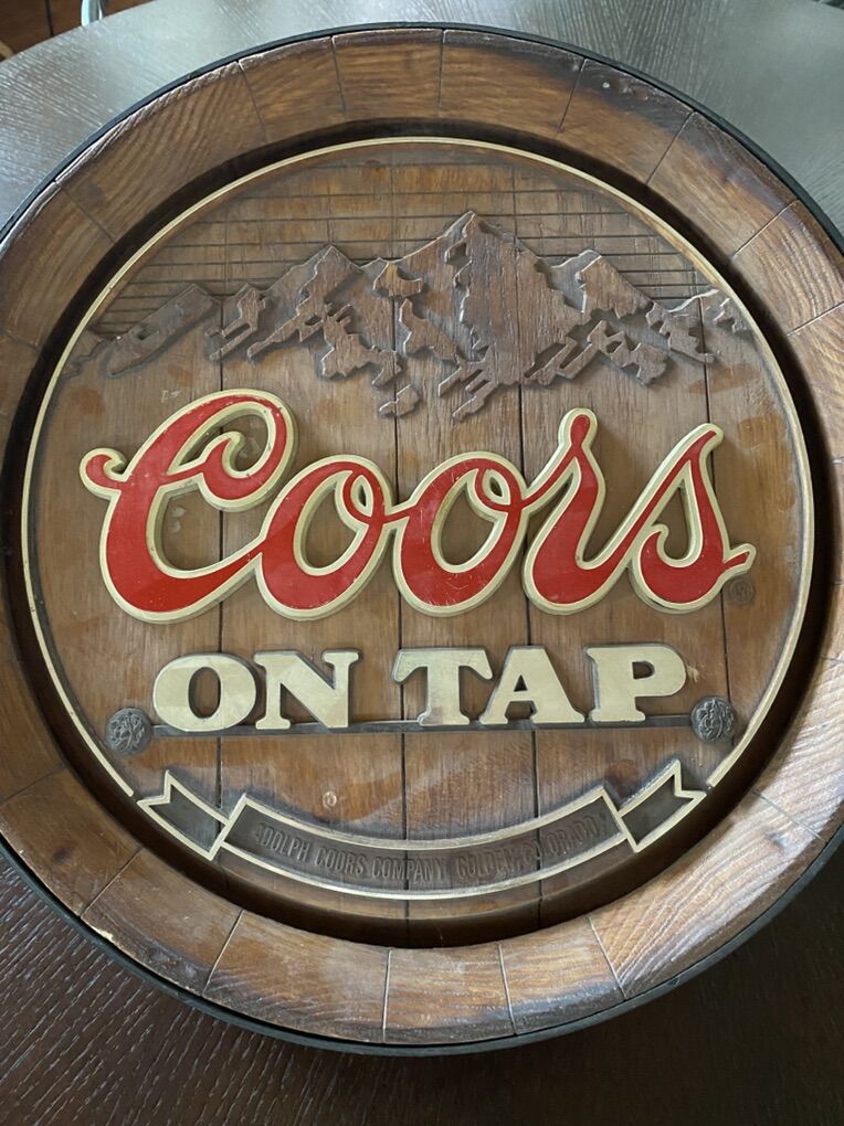 Vintage Coors  On Tap Barrel Sign Dispaly