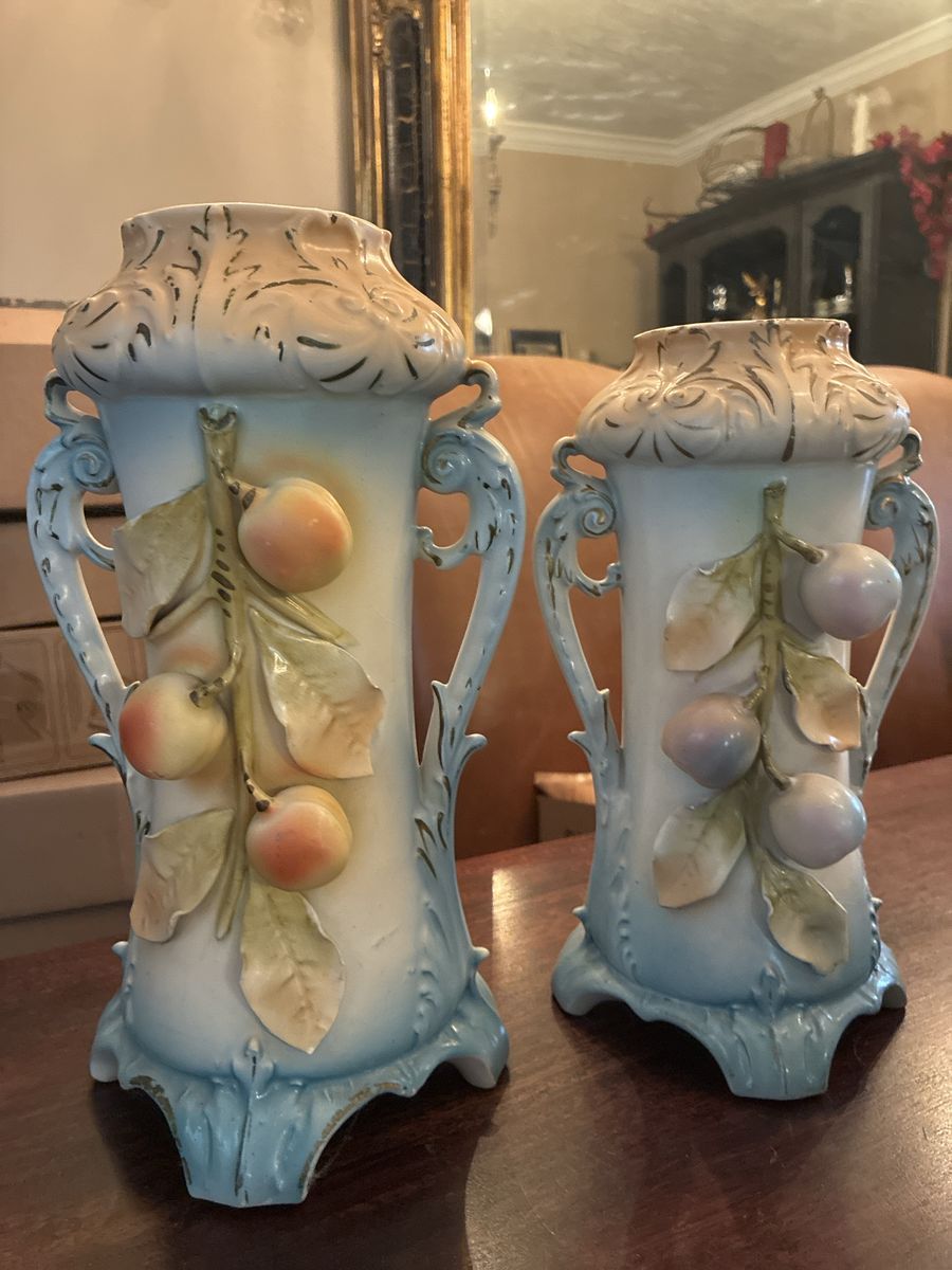 Antique Austrian vases hand painted