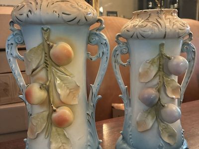 Antique Austrian vases hand painted