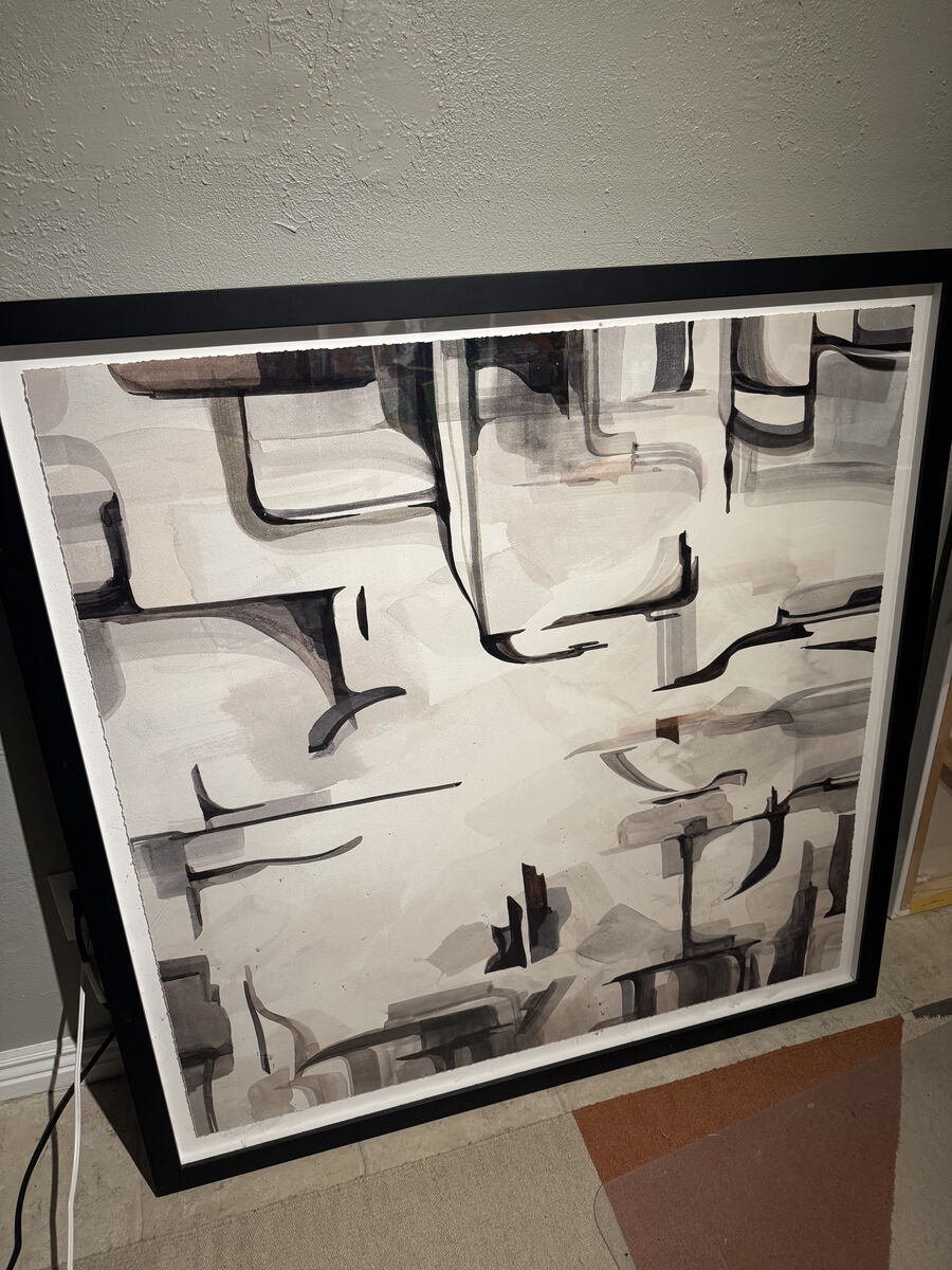 Crate and Barrel - Large Abstract B&W with warm undertones by Beverly Fuller