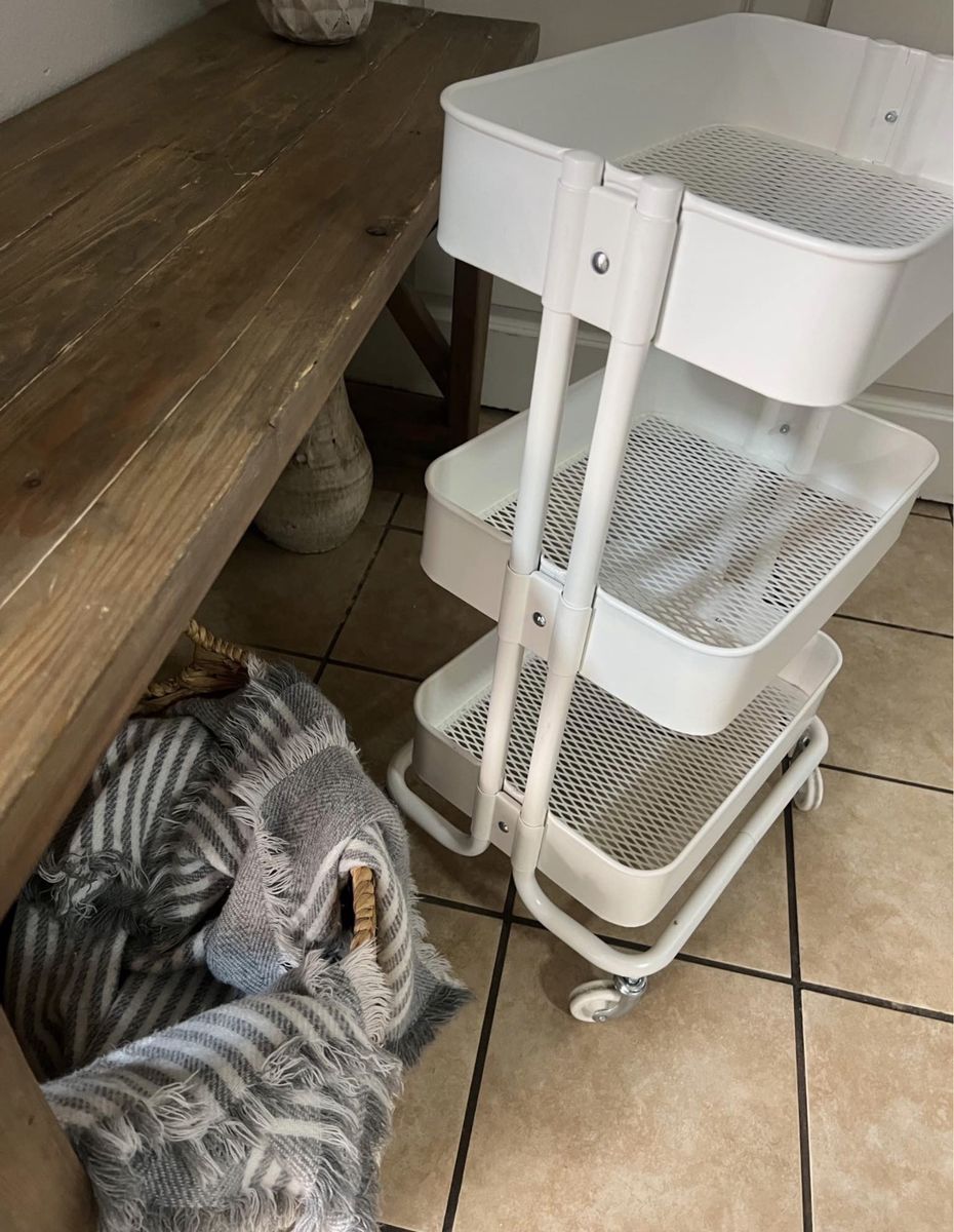 White office rolling cart