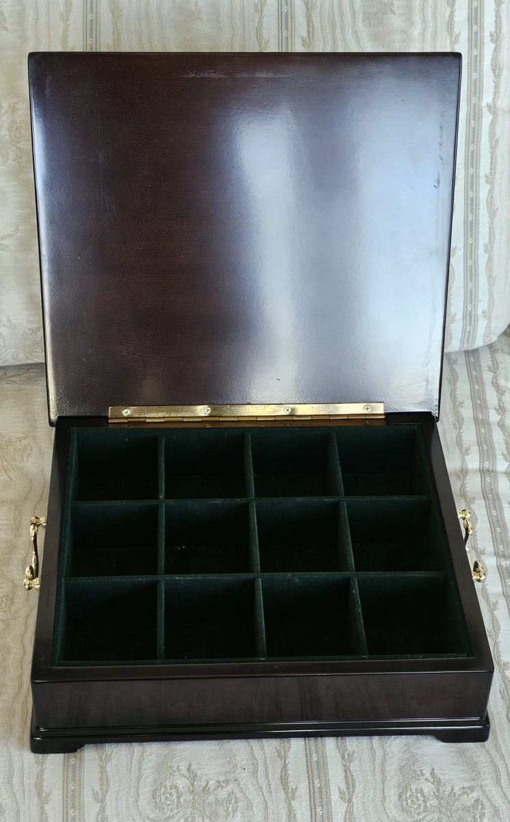 Wooden Storage Box 12 Compartments 12"×11"×3.5"