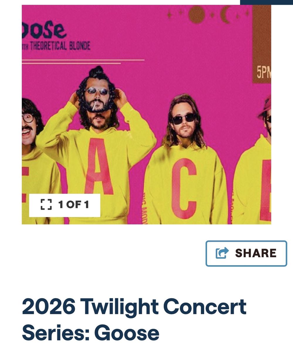 2 GA Tickets: Goose at 2026 Twilight Concert Series SLC 8/29