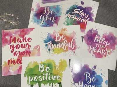 8-Piece Motivational Watercolor Art Print Set - Inspirational Quote Cards for Decor & Gifting