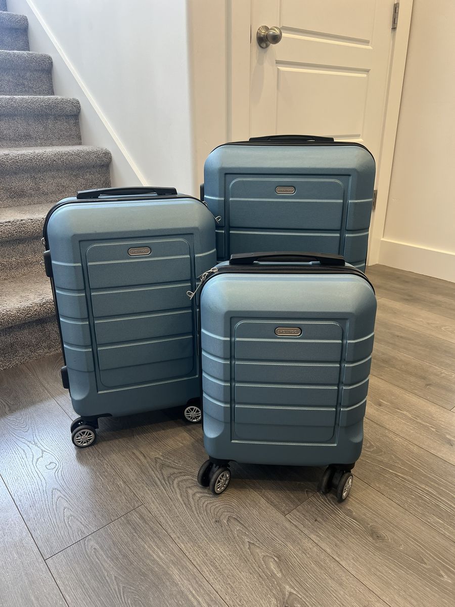 3-Piece Hard Shell Luggage Set Carry-On + Expandable Checked - Spinner Wheels & TSA Locks