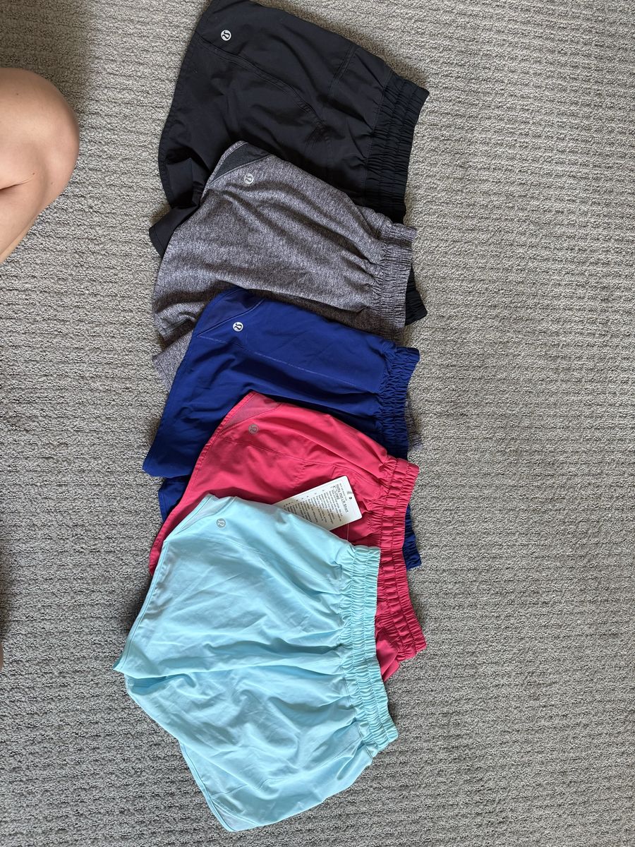 Lululemon Women's Athletic Shorts Bundle - 5 Pairs, Size 8, 4" Inseam, NWT & EUC