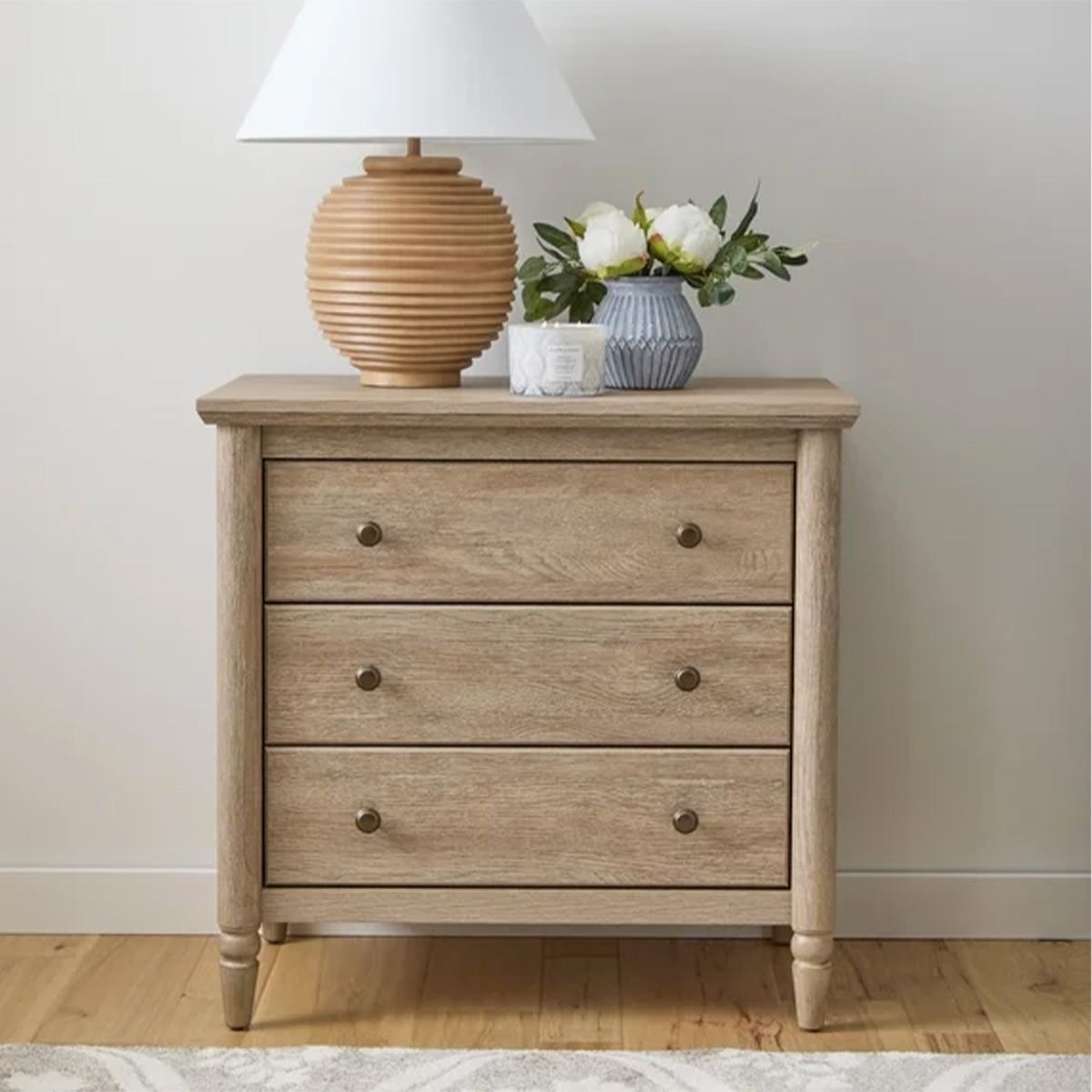 My Texas House Monroe 3-Drawer Nightstand with USB – Brushed Oak - $125 Minimal Cosmetic Wear from Shipping