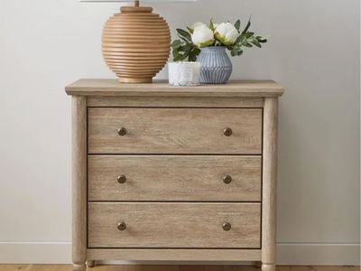 My Texas House Monroe 3-Drawer Nightstand with USB – Brushed Oak - $125 Minimal Cosmetic Wear from Shipping