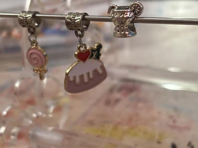 Bracelet Charm Set - Pink Lollipop, Cake, Cocktail Glass Charms