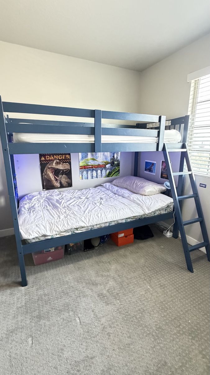 Blue bunk beds