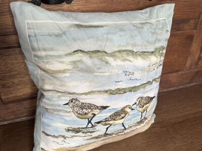Nautical Sandpiper Ocean Throw Pillow