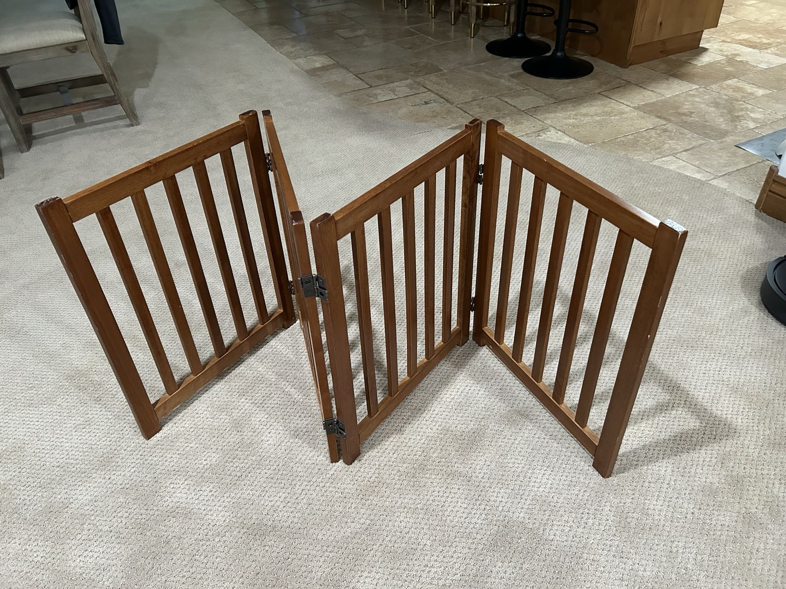Wood Folding Pet Gate – 4 Panel Dog Fence, 24” Tall-like new