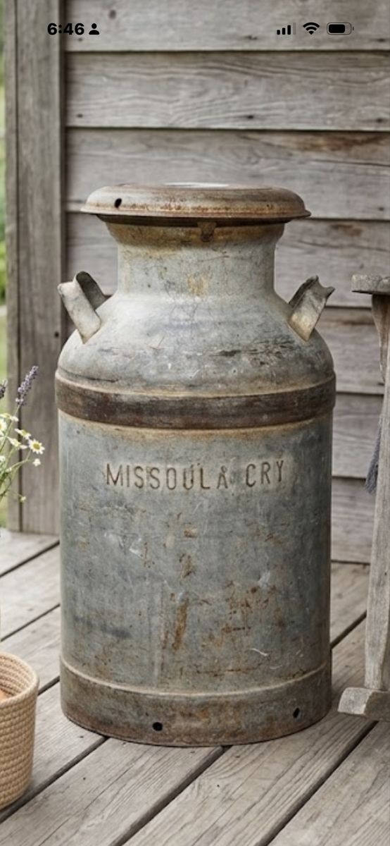 Vintage Galvanized Metal Milk Can - Rustic Farmhouse Decor
