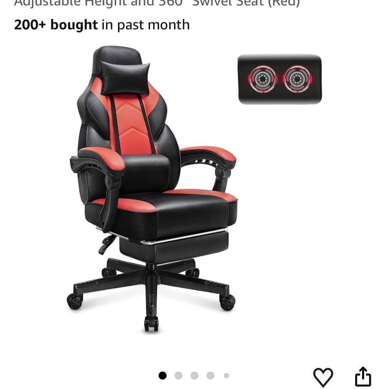 Meilocar Ergonomic Gaming Chair - Red PU Leather, Footrest, Massage Lumbar, 330lb Capacity