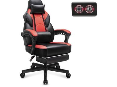 Meilocar Ergonomic Gaming Chair - Red PU Leather, Footrest, Massage Lumbar, 330lb Capacity