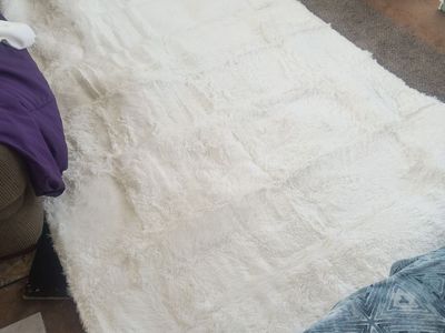 white shag area rug