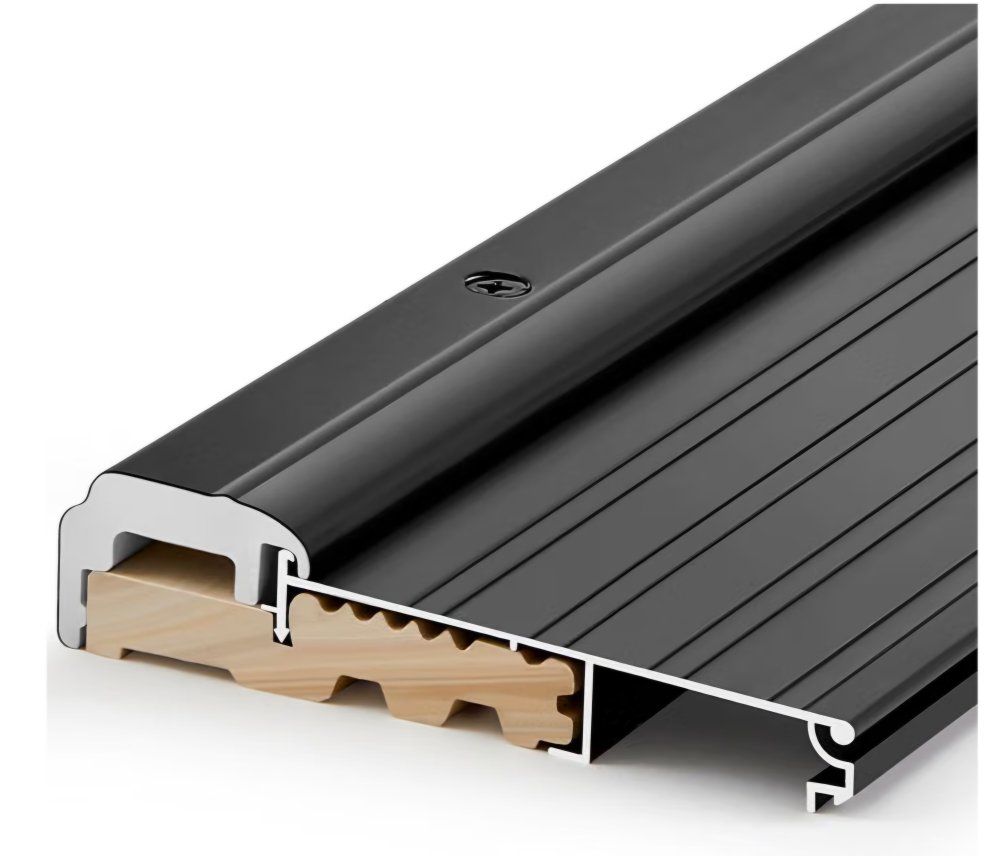 Blulu 72" Aluminum Exterior Door Threshold 5 5/8" Swing Threshold Black Heavy Duty Aluminum Door Sill Pan for Weatherproof & Eas