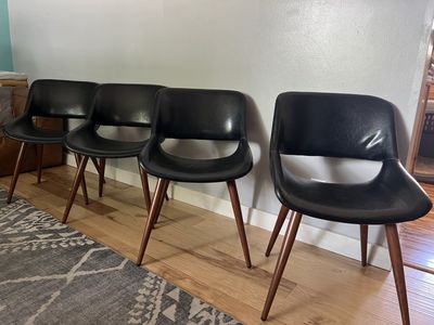 Carson Carrington Langa Mid-Century Black Faux Leather Dining Chairs - Set of 4