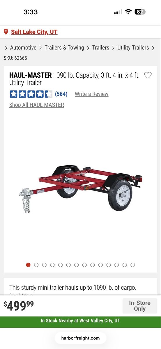 Harbor Frieght Trailer With 2in Ball Jack Decking