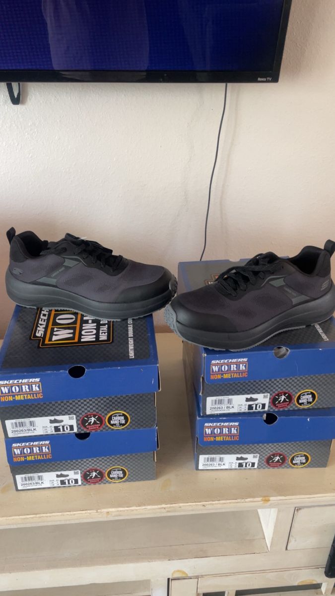 Skechers Work Non-Metallic Carbon Nano-Toe Shoes Black Size 10