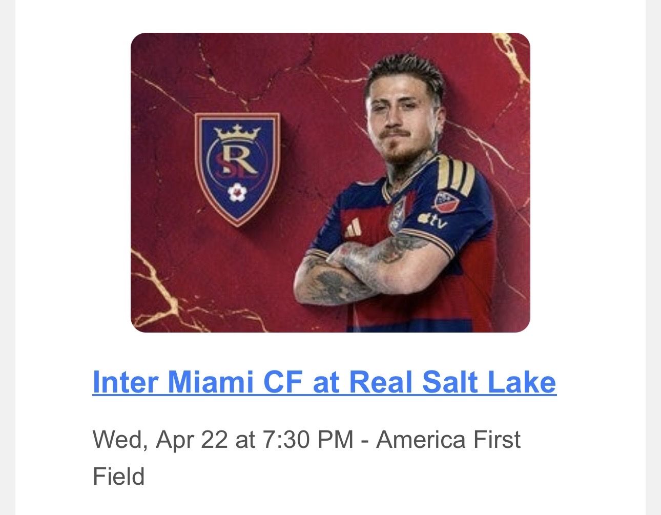 RSL vs. Inter Miami 4/22 game - 5 Tickets