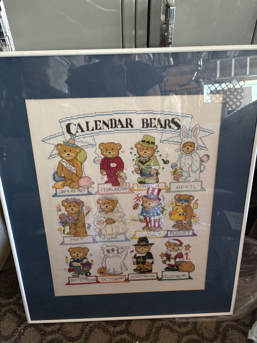 Cross Stitched Bears Framed