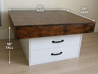 Large Square Coffee Table with Storage Drawers - 35”