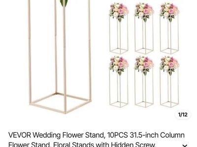 Gold Column Floral Stands with acrylic trays
