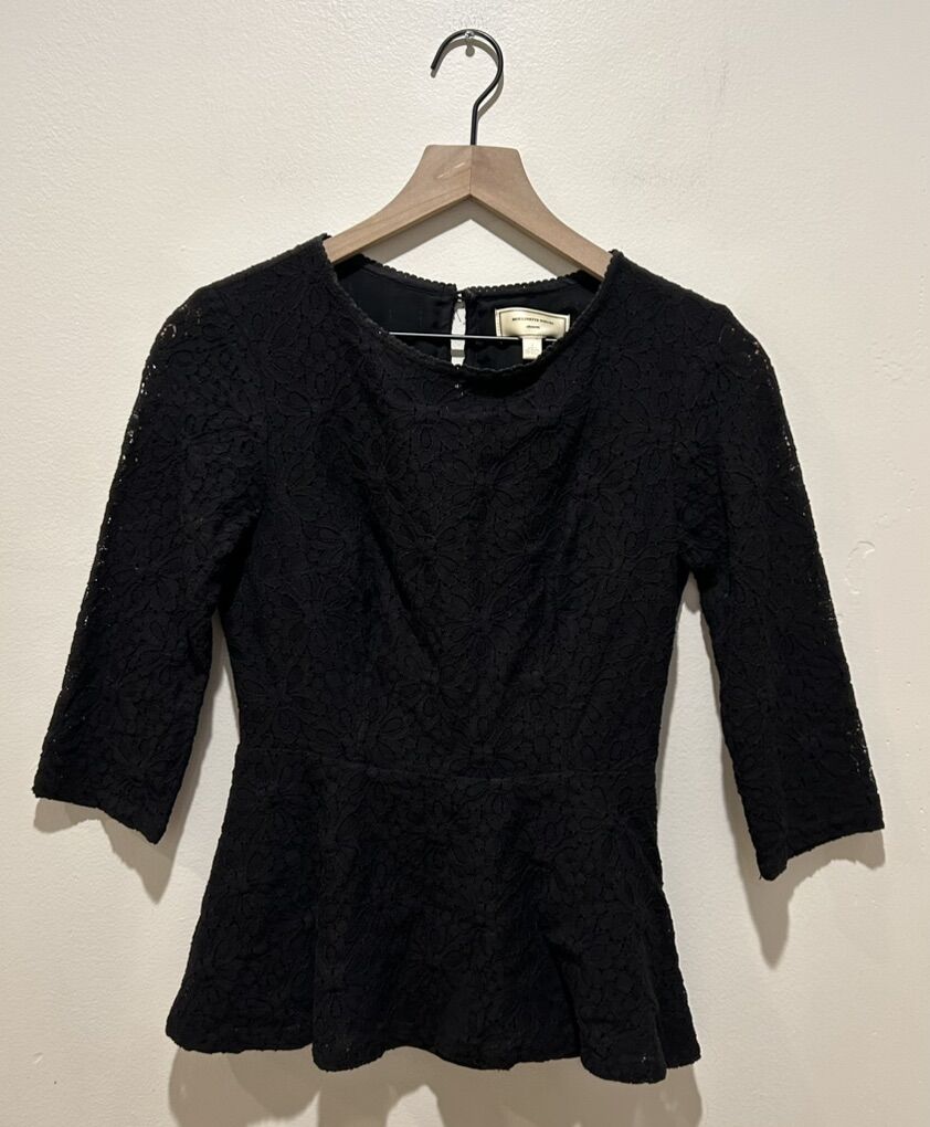 Moulinette Soeurs by Anthropologie Black Lace Top