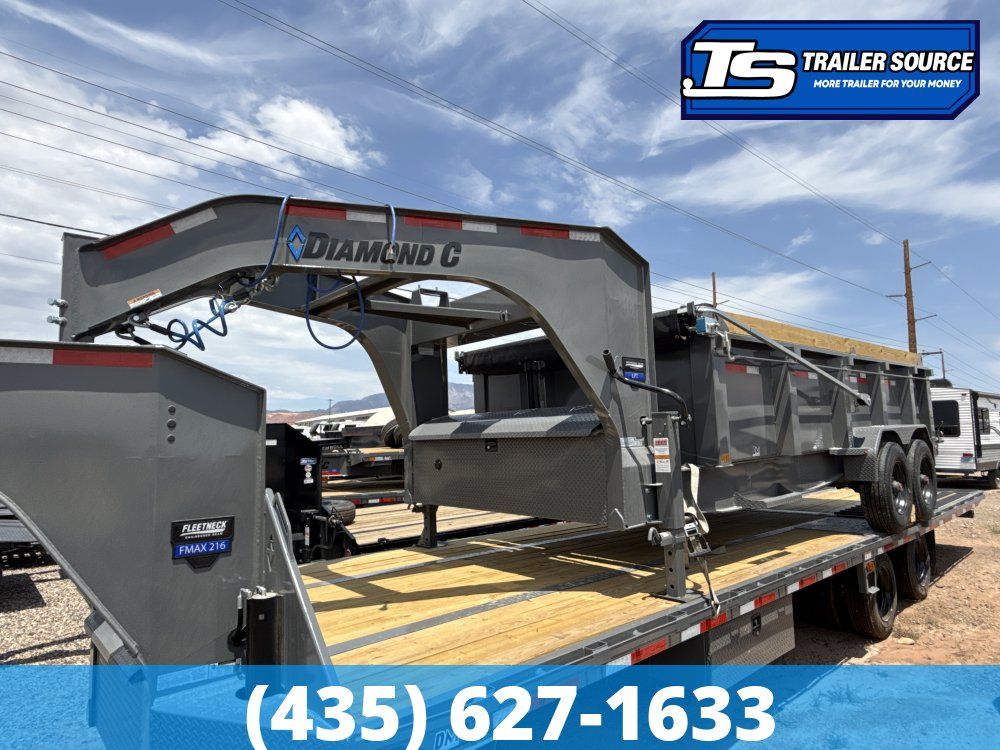 7x16 Diamond C LPT-GN 210 Gooseneck Dump Trailer - 32" Sides - 23K GVWR - Board Brackets